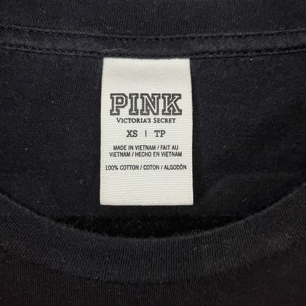 VS PINK | Campus Oversized Short Sleeve Tee in Black/Pink Size XS / S - Picture 4 of 4